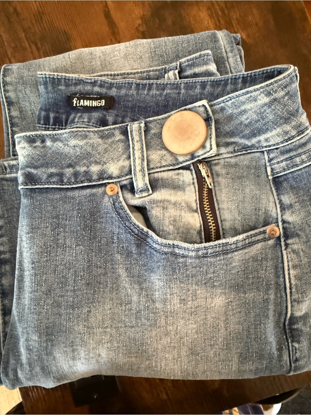 NEW Flamingo High-Rise Flare Jeans in Light Blue Wash